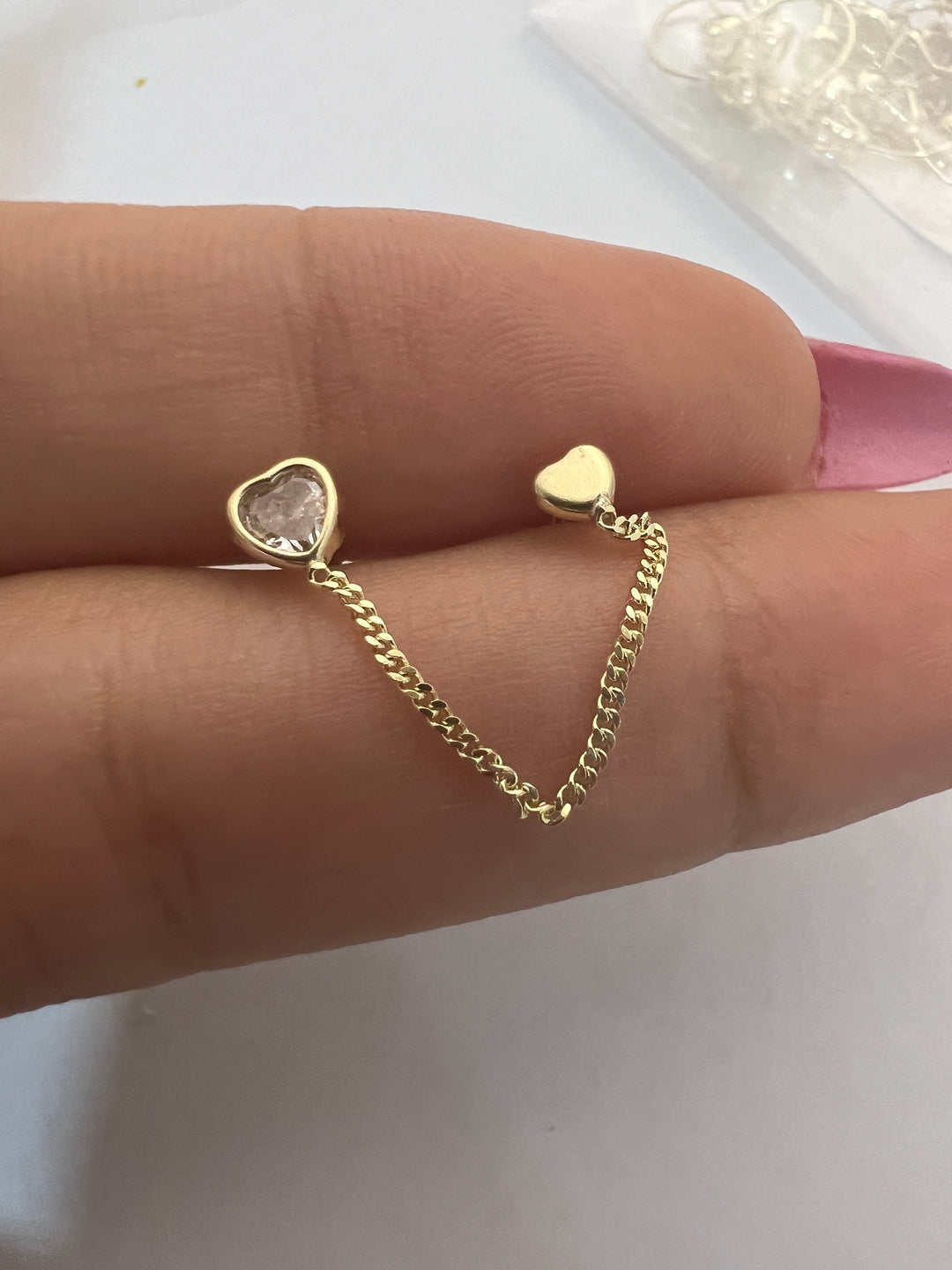 Aretes de Oro 10k Cadena Corazón