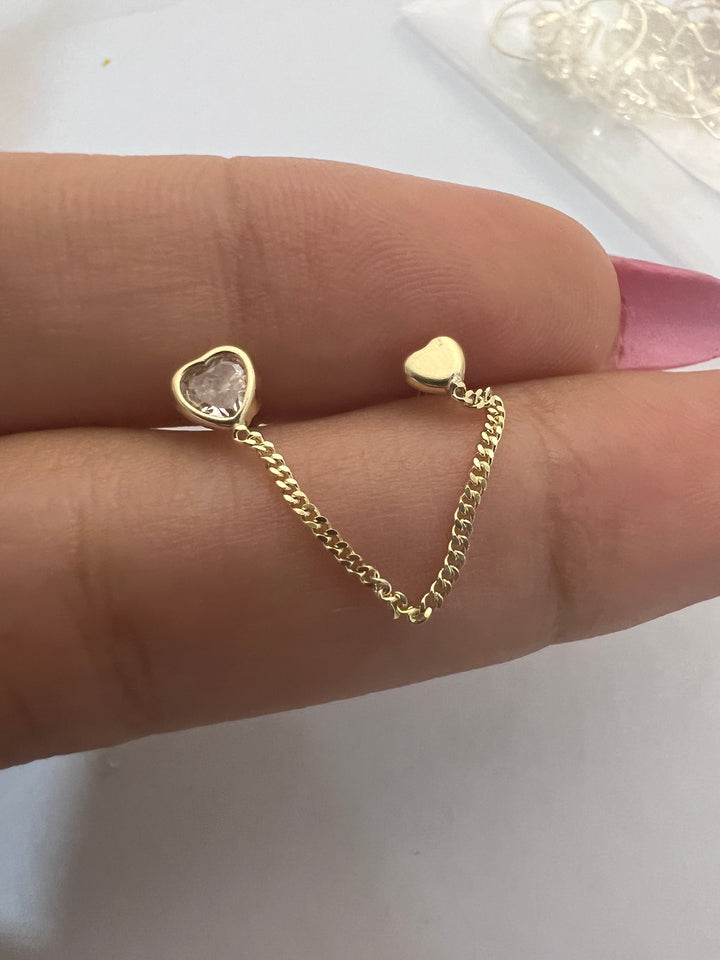 Aretes de Oro 10k Cadena Corazón