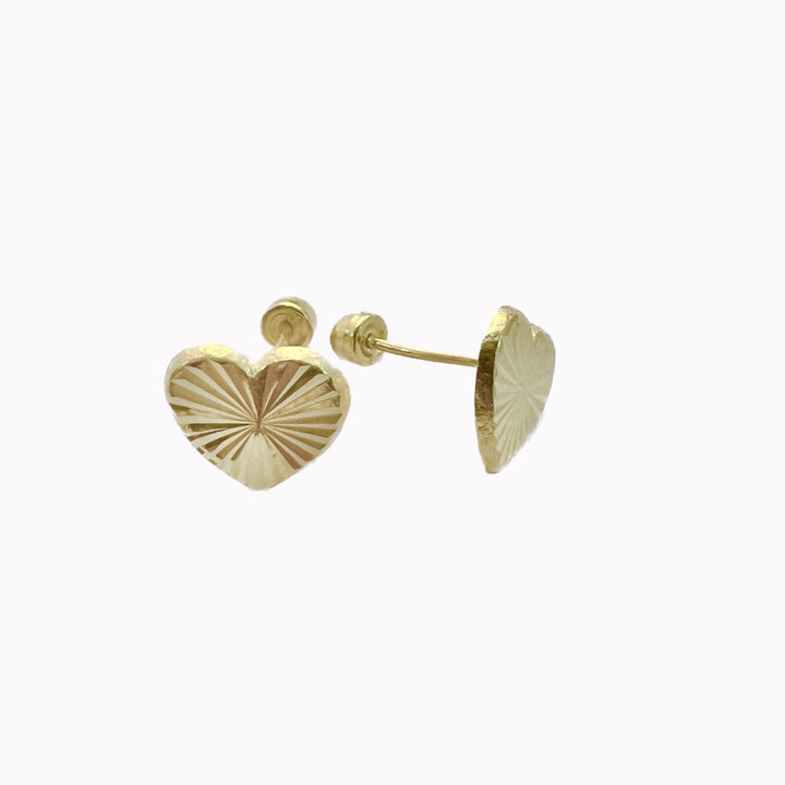 Aretes de Oro 10k Corazón Diamantado 5MM
