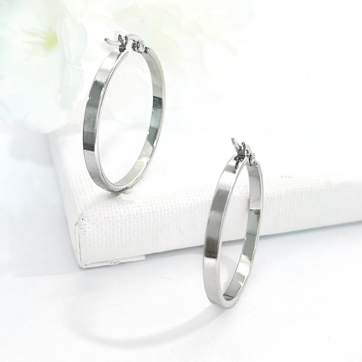 Argollas Nube 30MM Plateado Acero