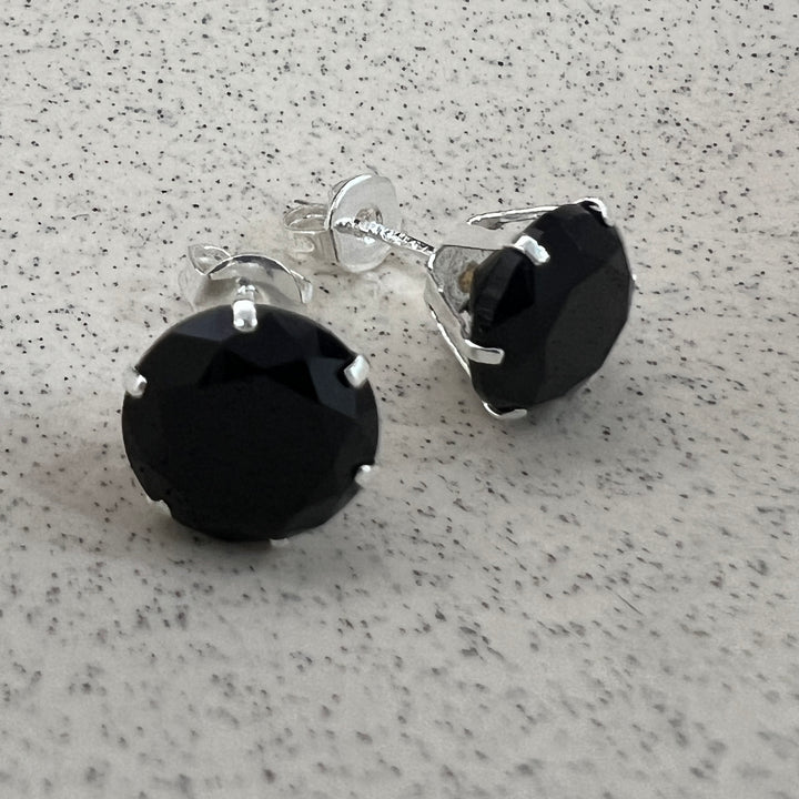 Aretes Vega Negro 9MM Plata