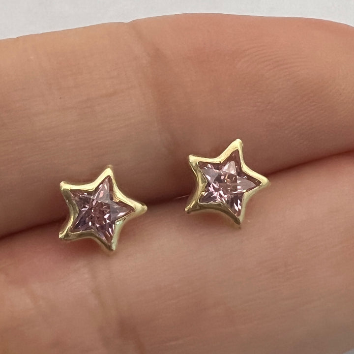 Aretes de Oro 10k Estrella Rosa 5MM