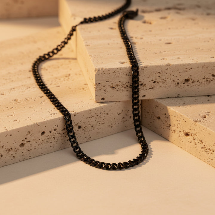 Cadena🔹Acero 3MM Curb Negra 60CM