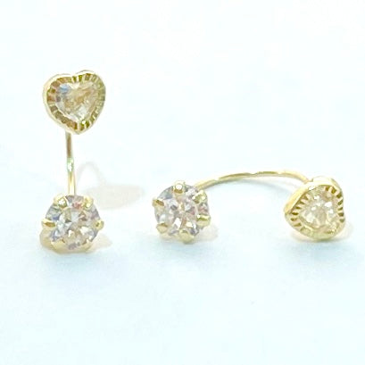 Aretes de Oro 10k Teléfono Corazón 4MM
