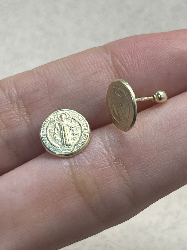 Aretes de Oro 10k San Benito 10MM