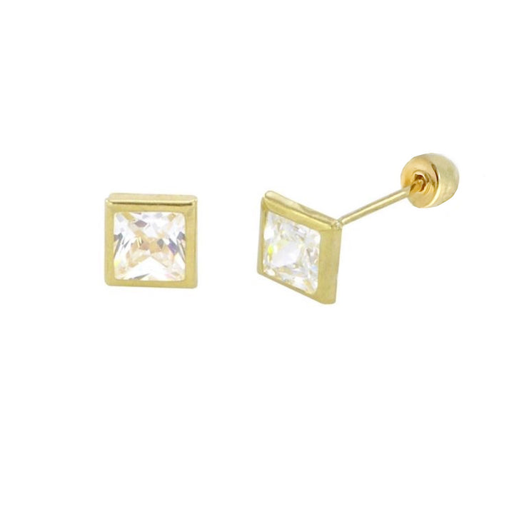 Aretes de Oro 10k Cuadro 4MM