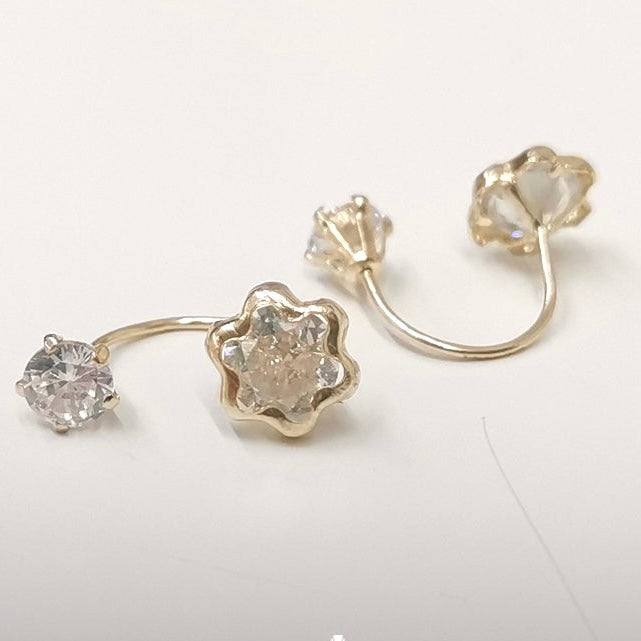 Aretes de Oro 10k Teléfono Flor