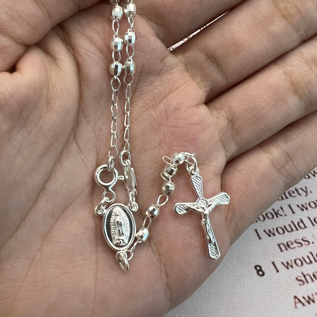 Rosario Plata Virgen Guadalupe 3MM
