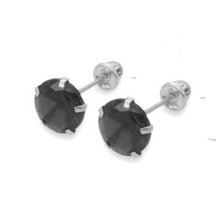 Aretes Deneb Negro 6MM Plata