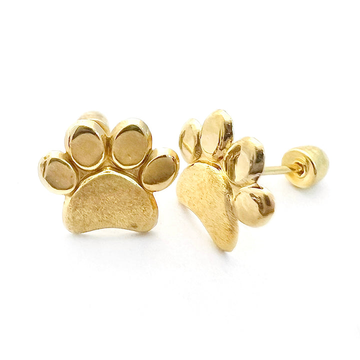 Aretes de Oro 10k Huellita 7MM