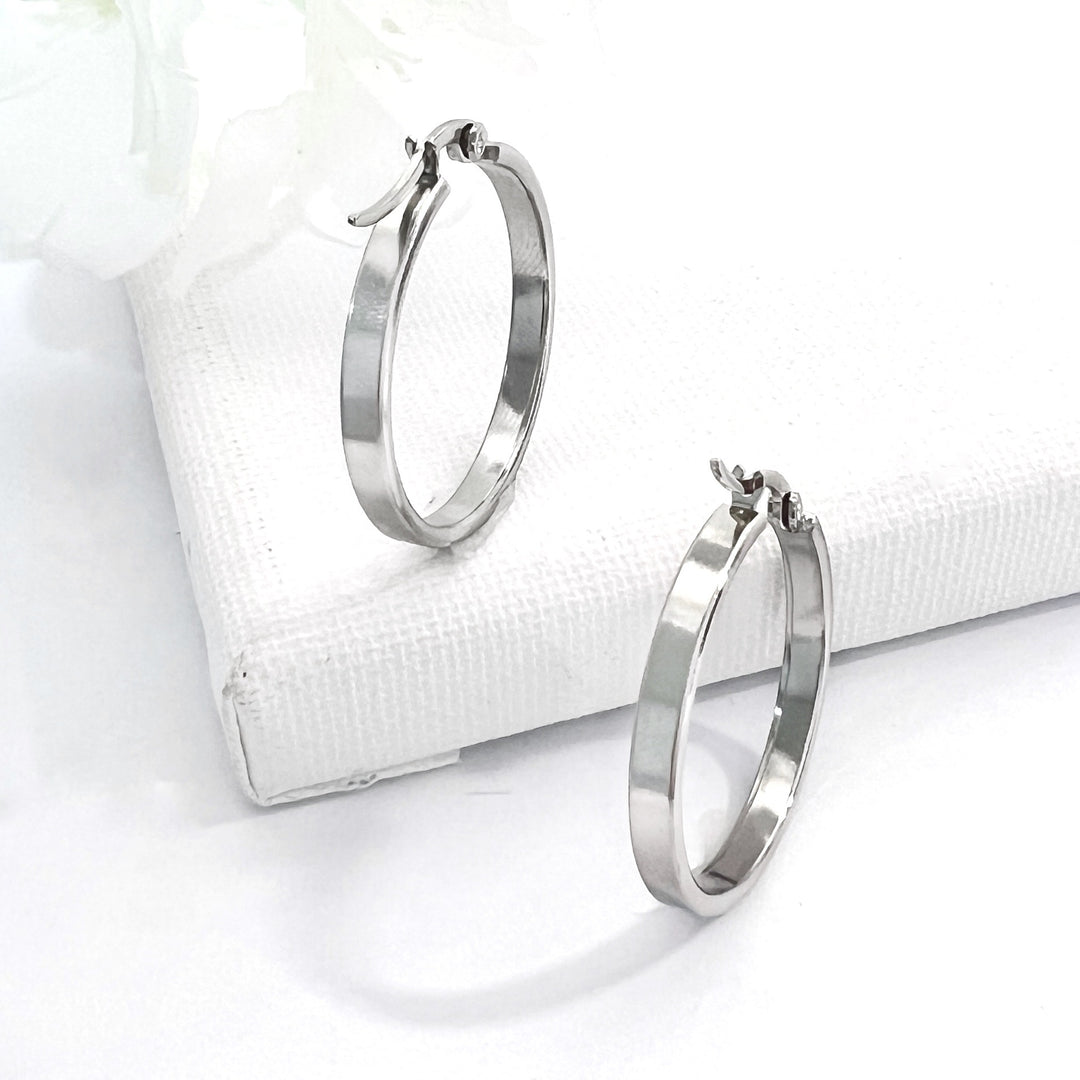 Argollas Nube 25MM Plateado Acero