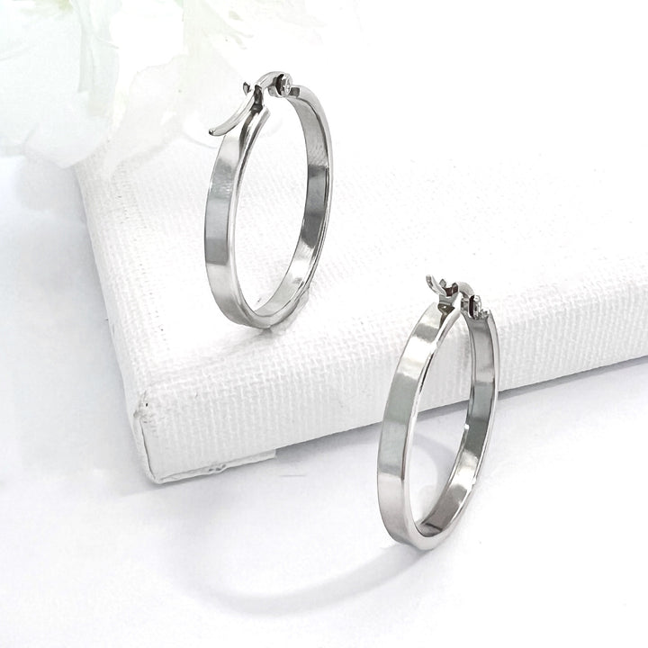 Argollas Nube 25MM Plateado Acero