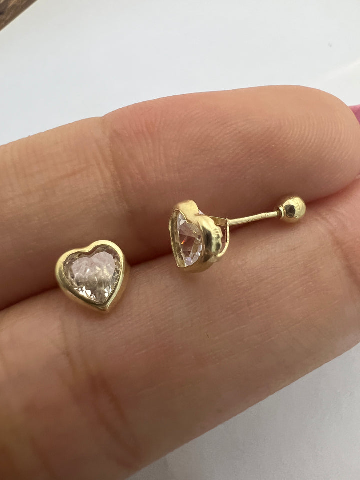 Aretes de Oro 10k Corazón Bicel 5MM