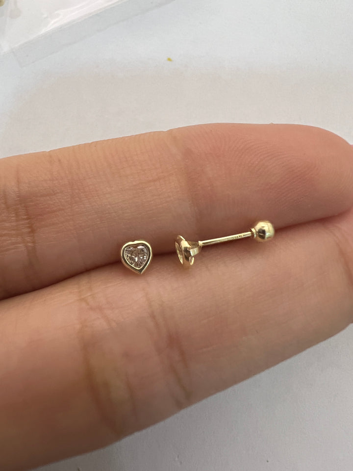 Aretes de Oro 10k Corazón Bicel 3MM