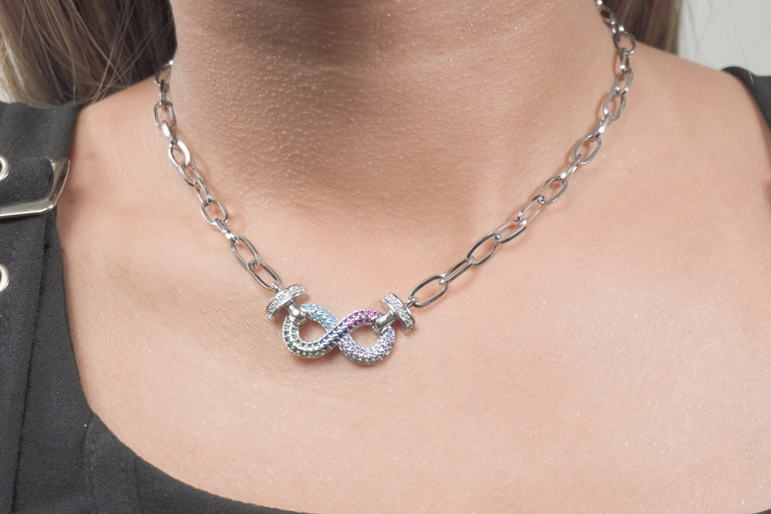 Collar y Pulsera Infinito ♾ Plateado