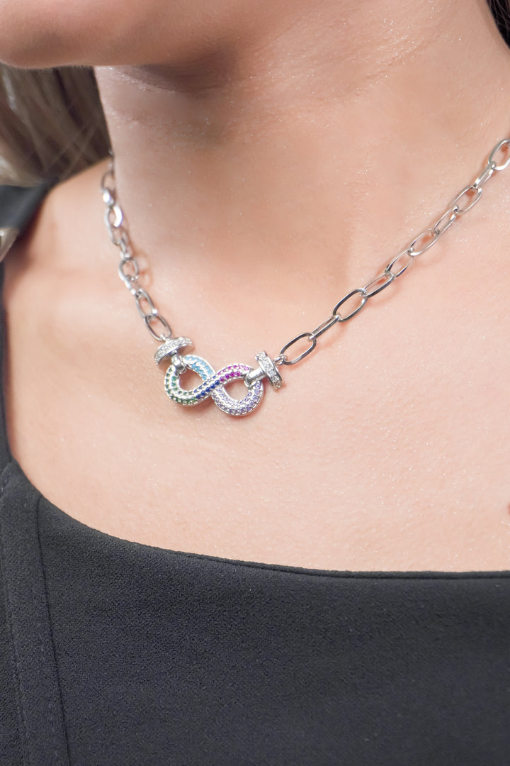Collar y Pulsera Infinito ♾ Plateado