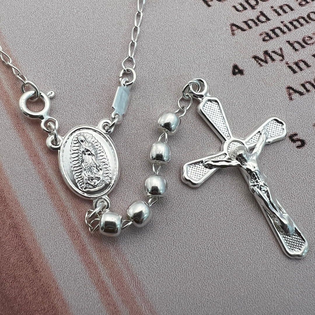 Rosario Plata Virgen Guadalupe 4MM