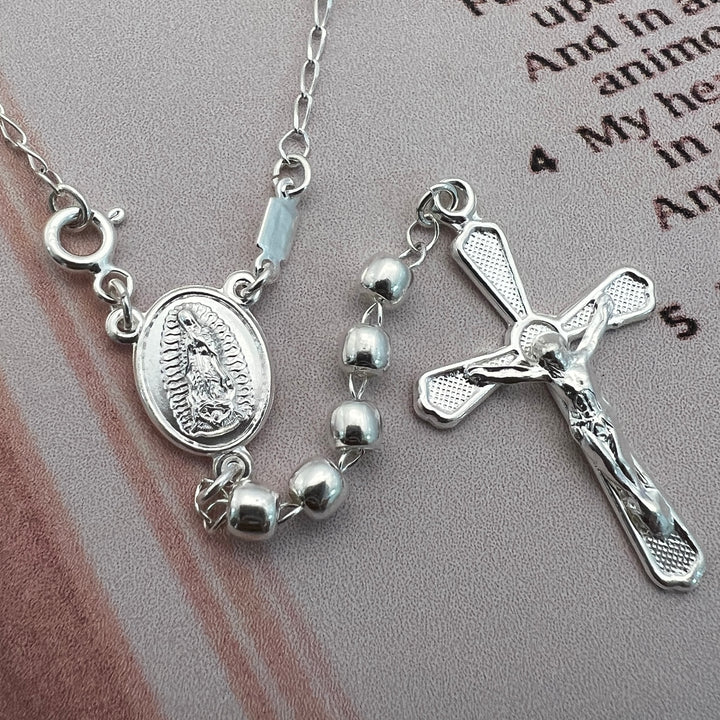 Rosario Plata Virgen Guadalupe 4MM