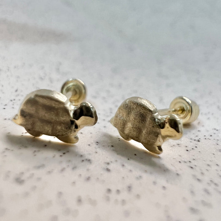 Aretes de Oro 10k Tortuga 4MM