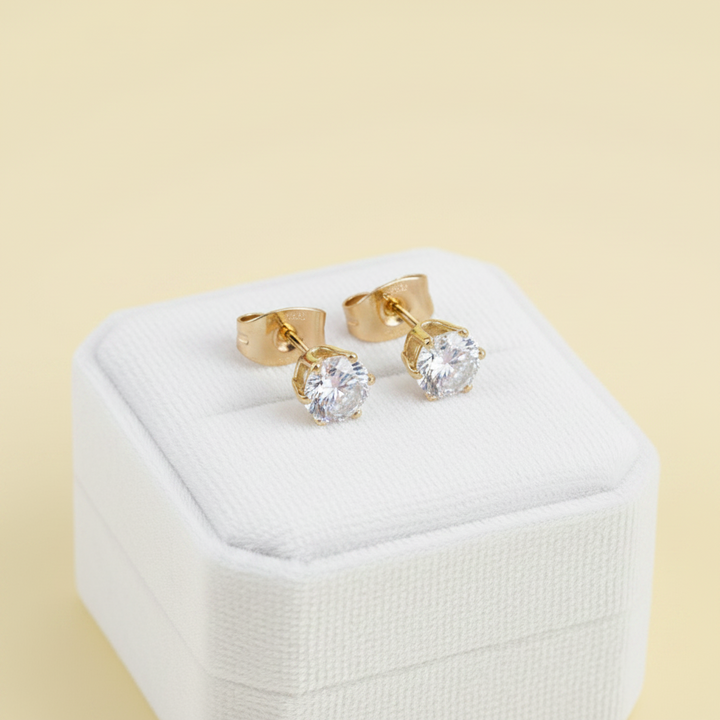 Aretes Chispas de Acero Doradas
