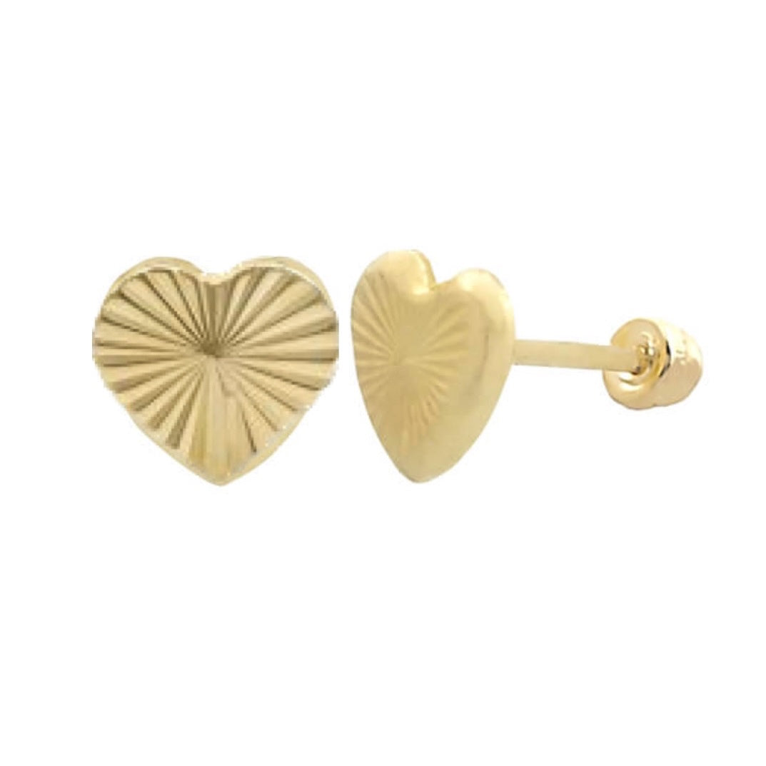 Aretes de Oro 10k Corazón Diamantado 5MM