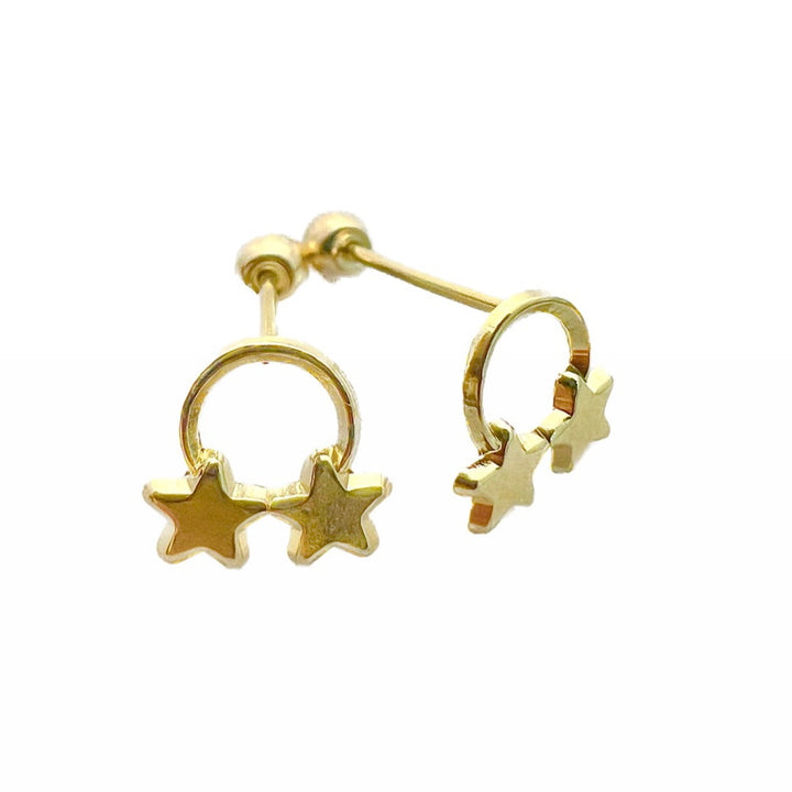 Aretes de Oro 10k Estrella Arcoíris 6MM