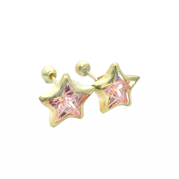 Aretes de Oro 10k Estrella Rosa 5MM