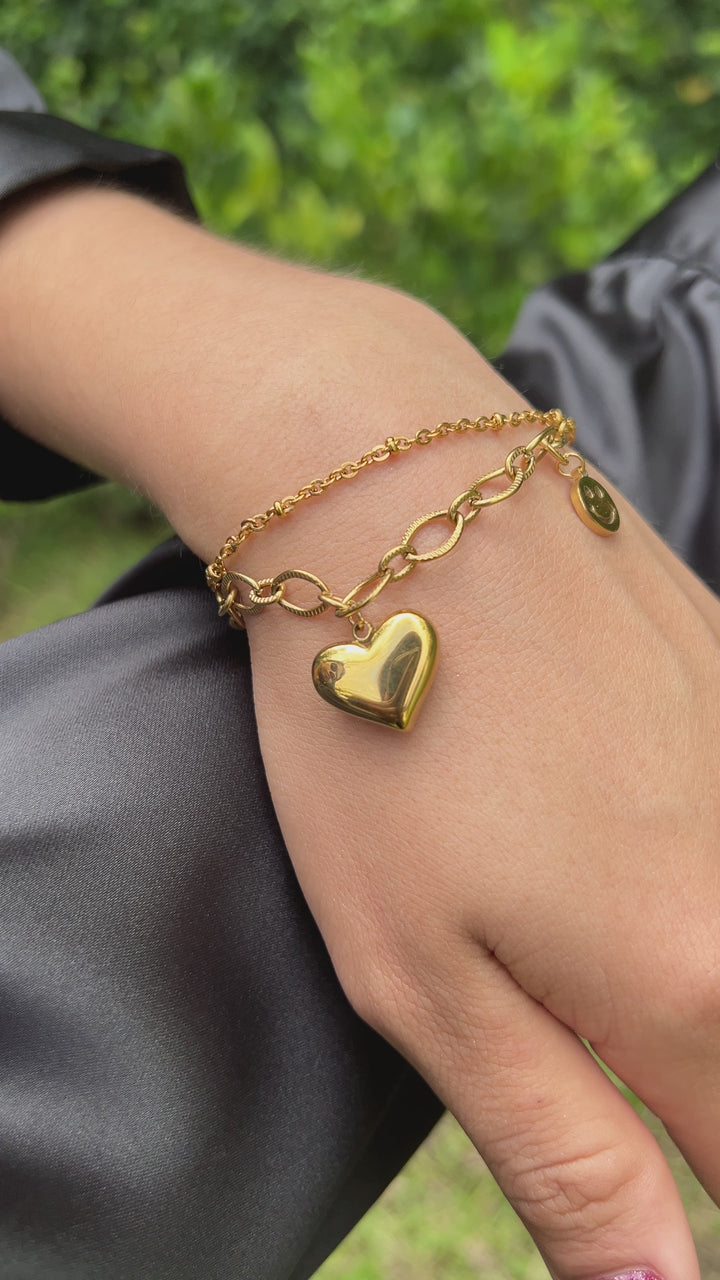 Pulsera Acero Eslabón Corazón 😊