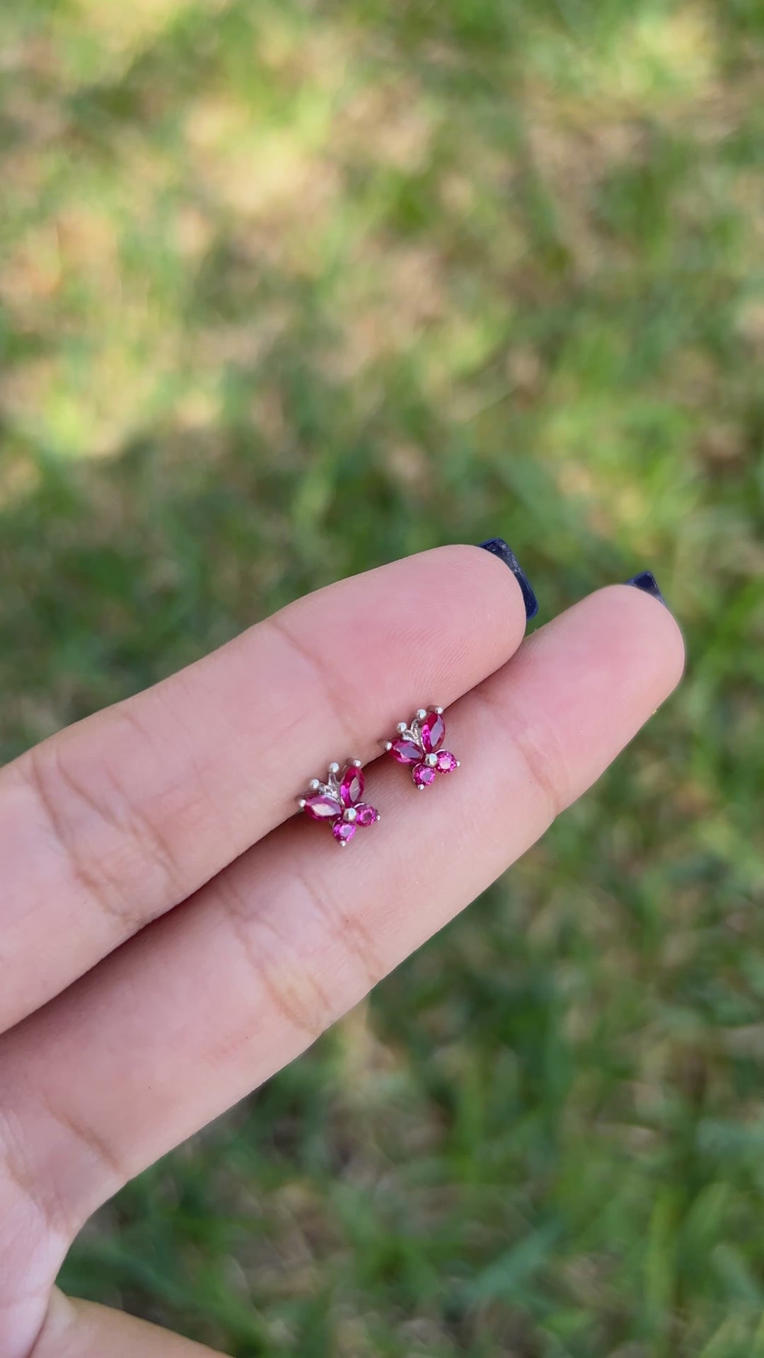 Aretes Plata Mariposa Fucsia