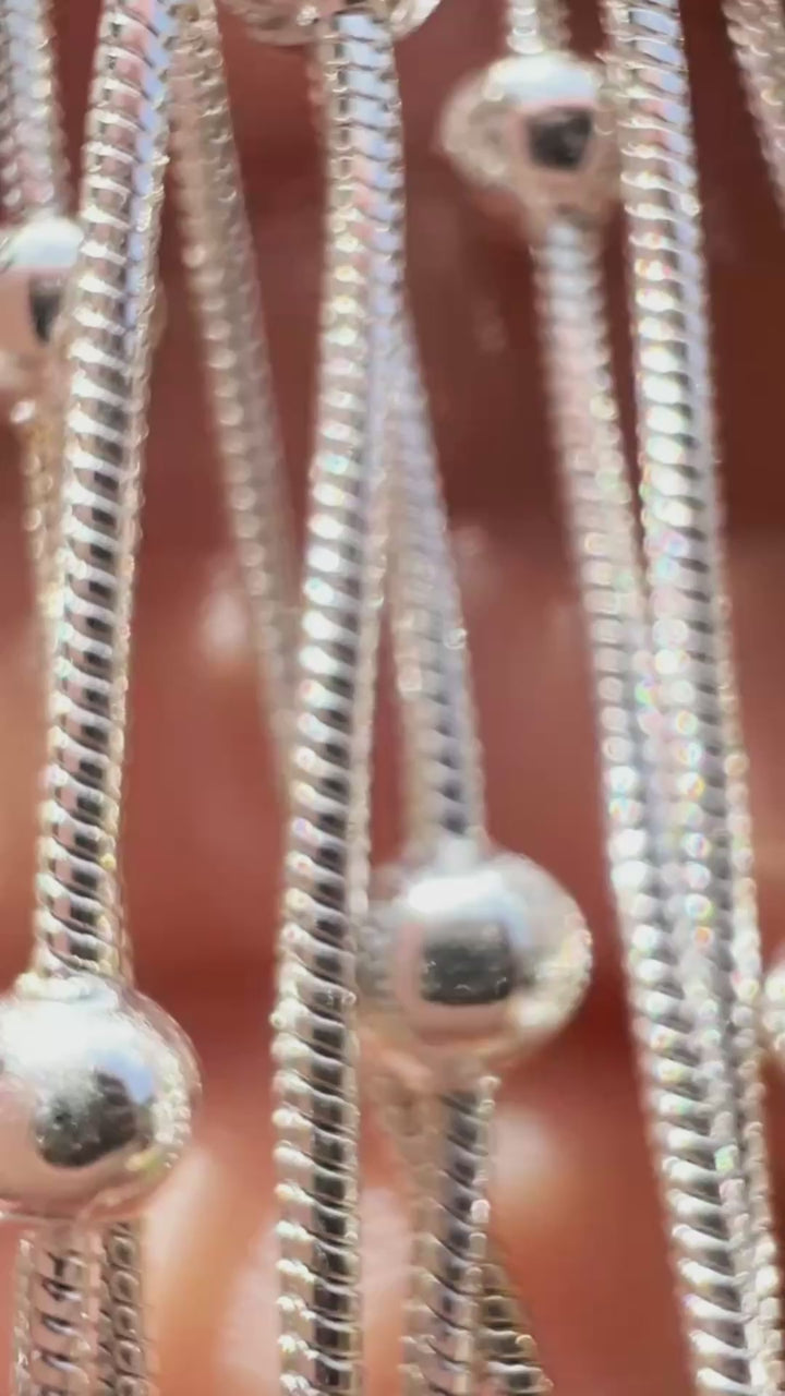 Cadena Acero 🍡 Bolitas Plateada Blanca