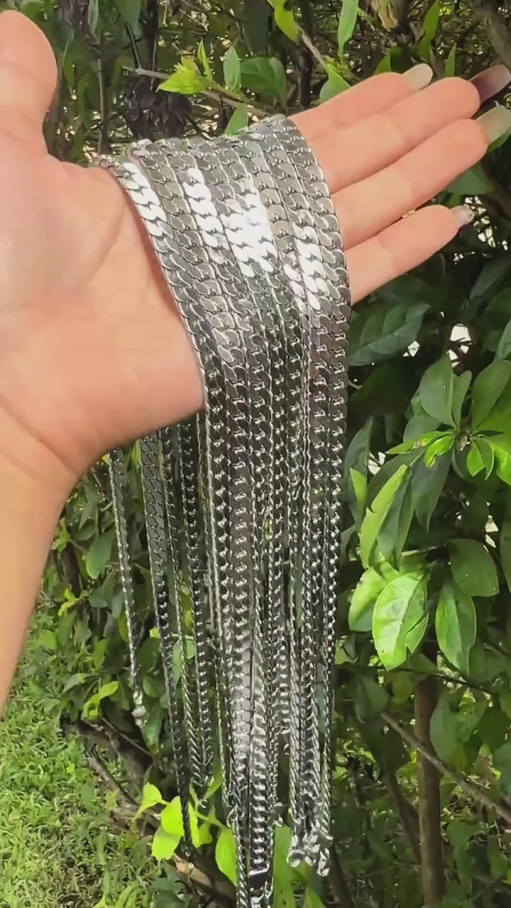 Cadena Cubana Miami Plateada 55CM