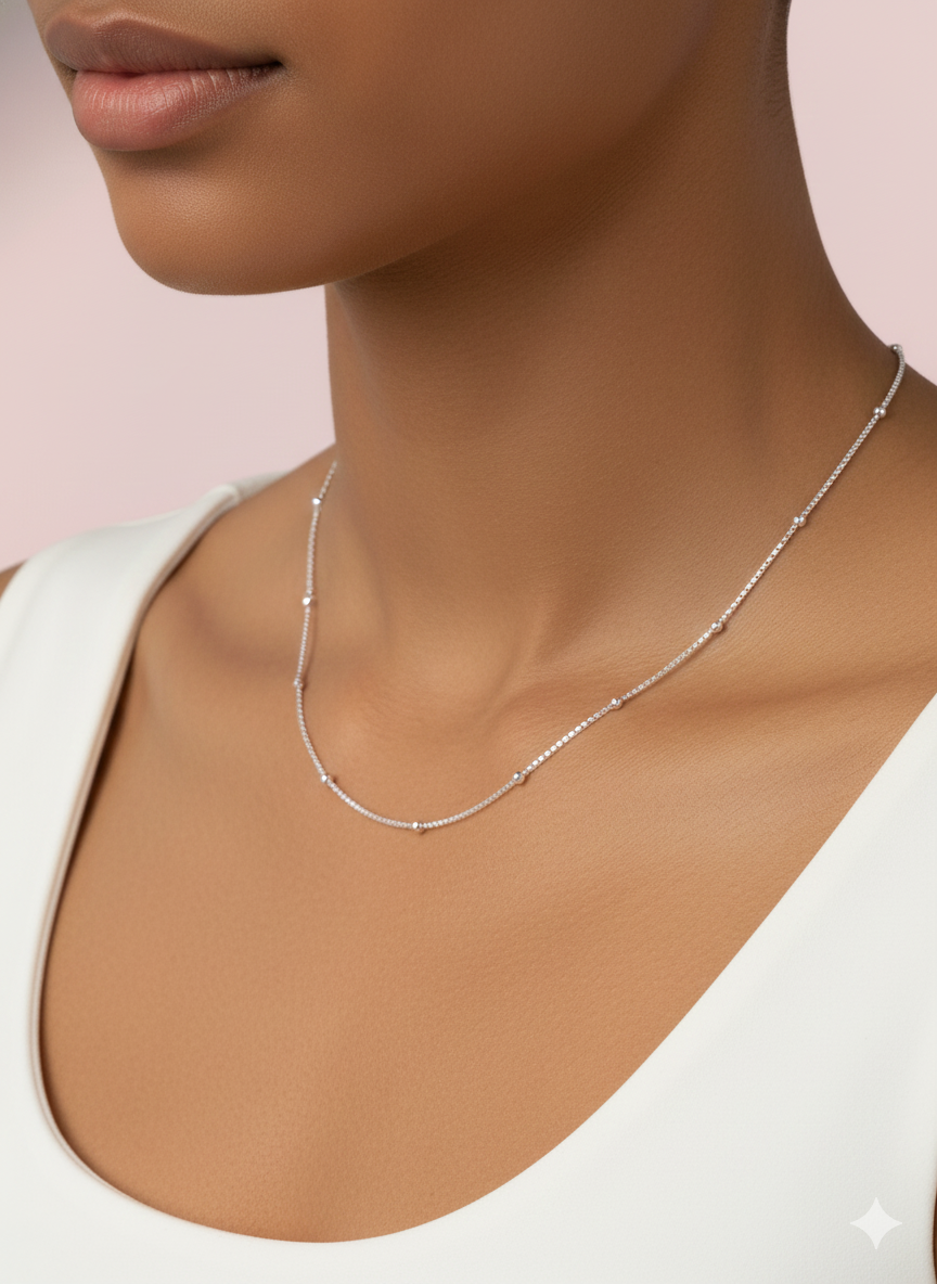 Cadena de Plata - Veneciana Bolitas