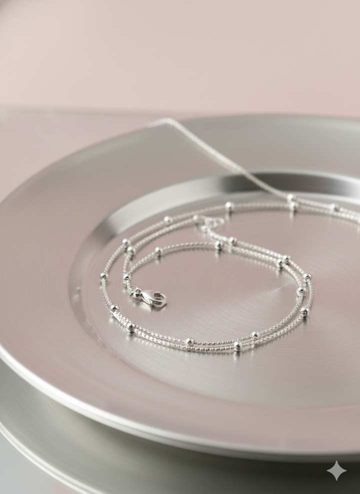 Cadena de Plata - Veneciana Bolitas