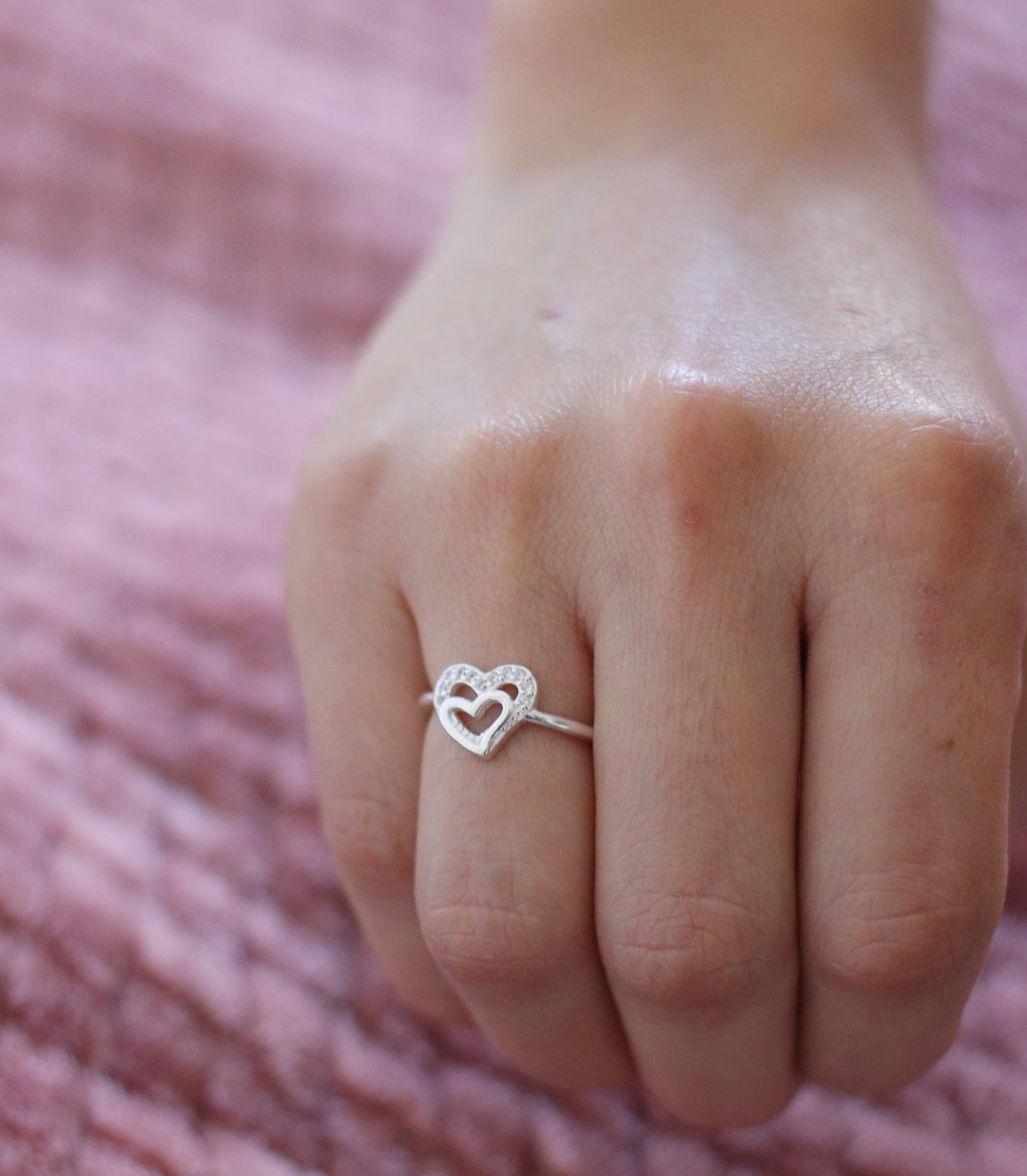 Anillo Plata Promesa Corazón Doble  ❤️
