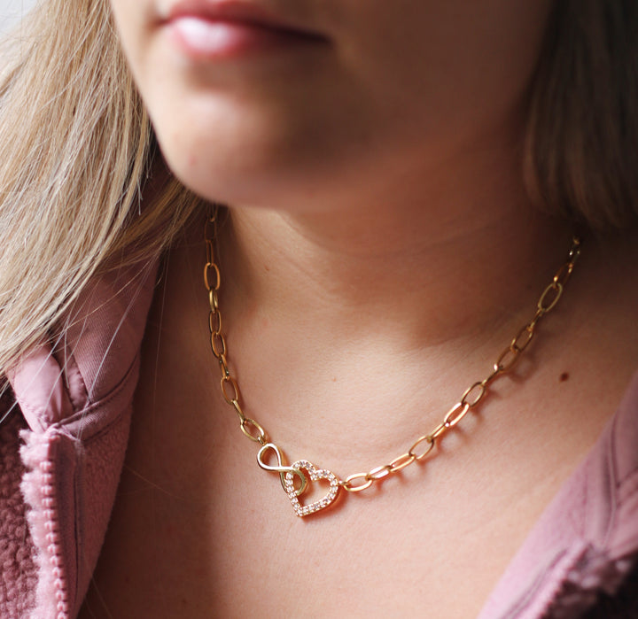 Collar y Pulsera Corazón Doble 🧡 Dorado