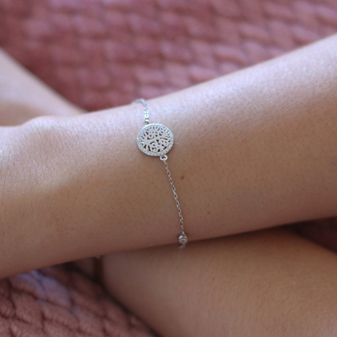 Pulsera de Plata Árbol de la Vida Circonitas Blancas