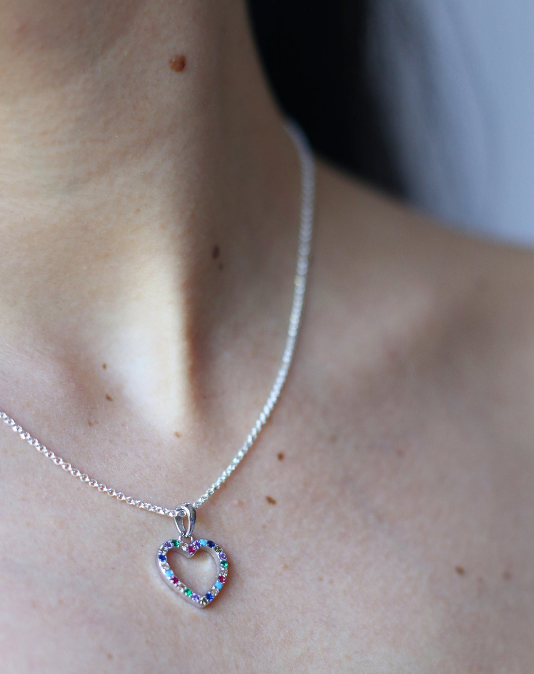 Juego Plata ❤️‍🔥Corazón Grande Multicolor