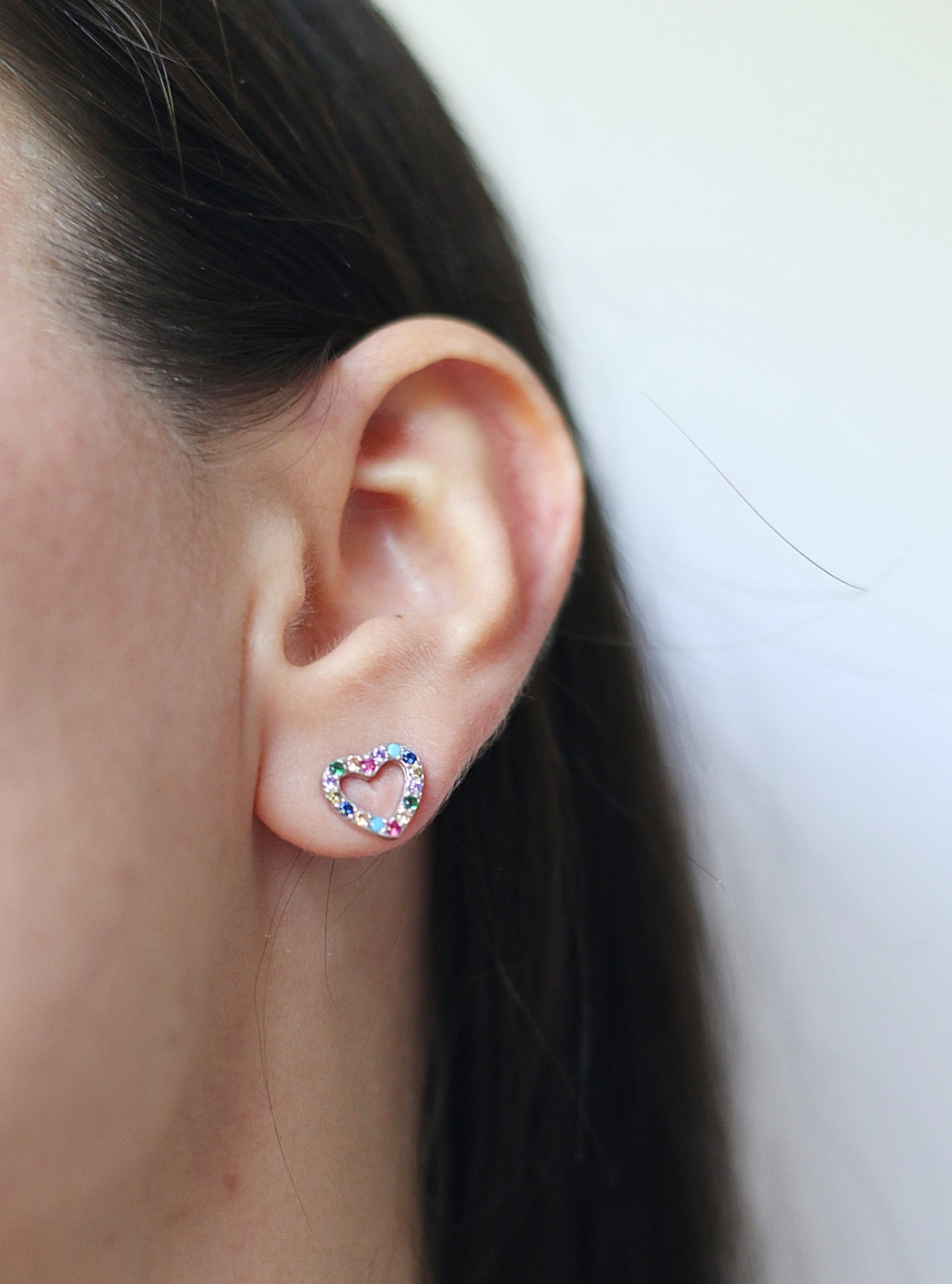 Juego Plata ❤️‍🔥Corazón Grande Multicolor