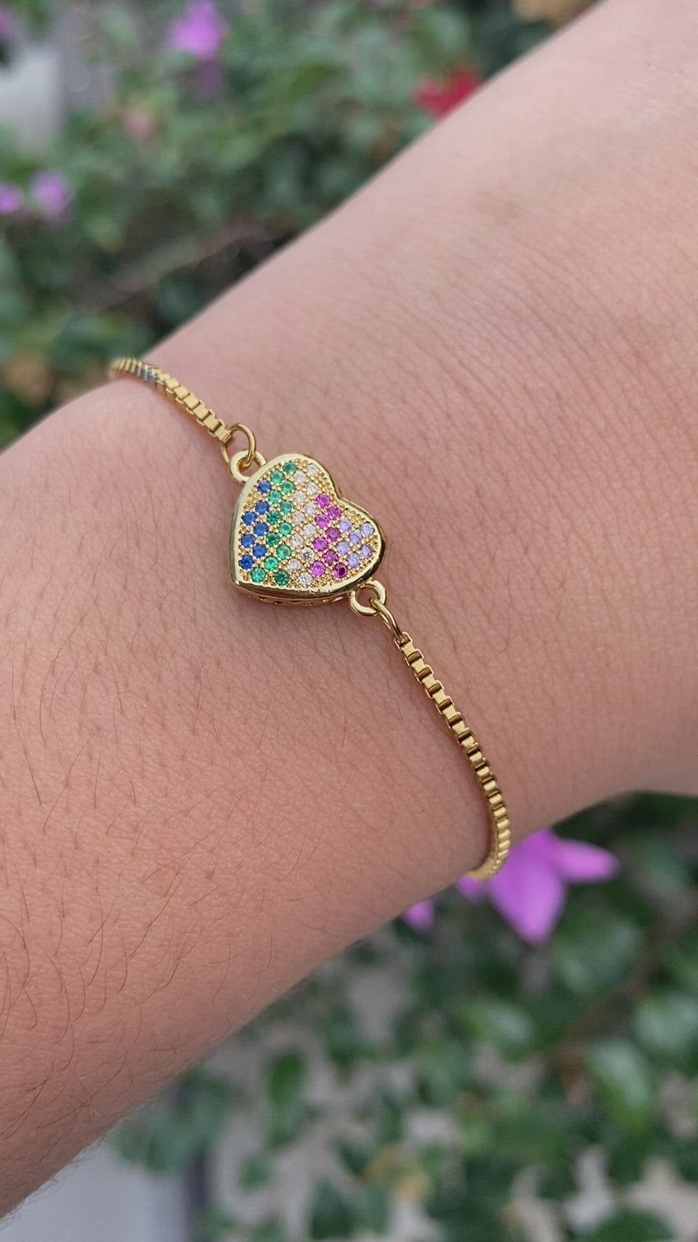 Pulsera 💖 Corazón Multicolor Dorada | Nicola Joyería