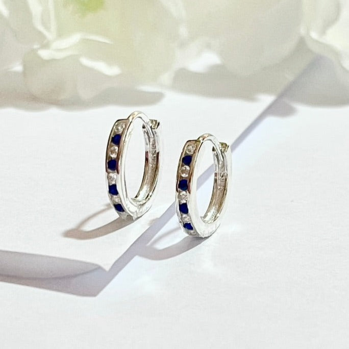 Argollas Azul con Blanco de Plata 925 | Nicola Joyería
