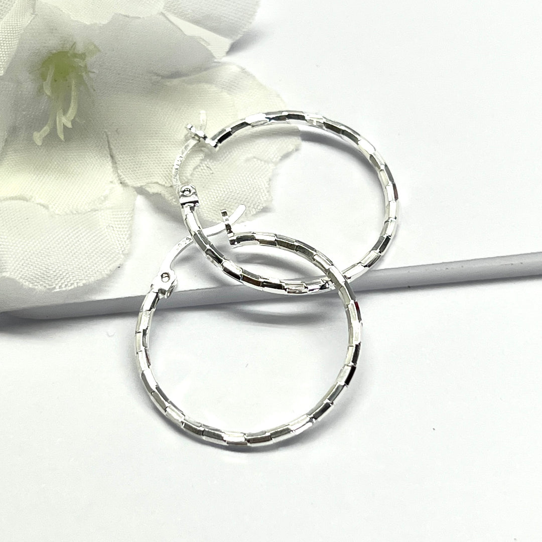 Argollas de Plata Italianas Redondas Cierre Puente 21MM | Costa Rica