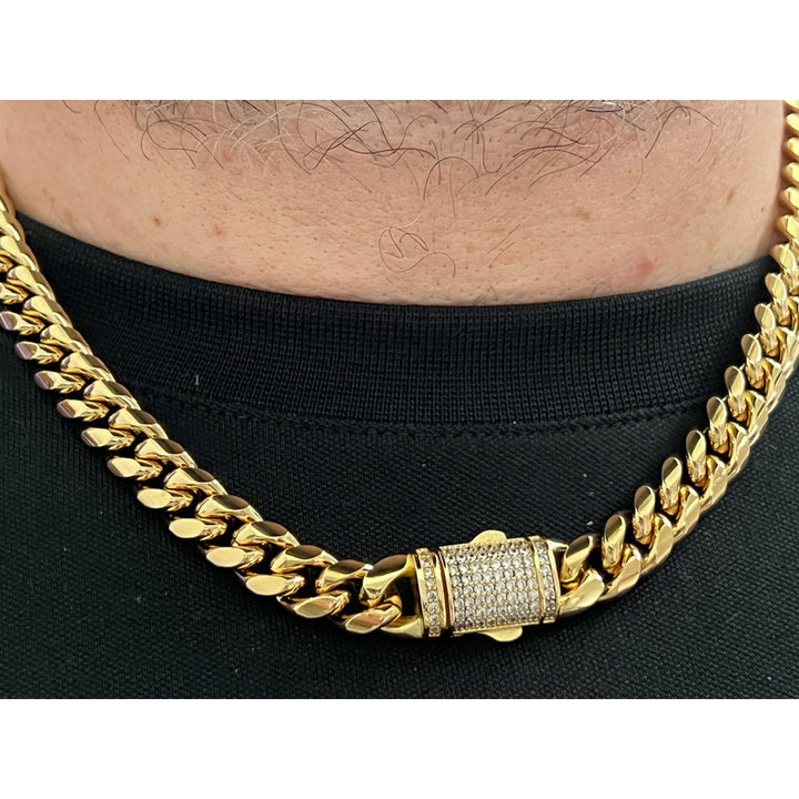 Cadena Cubana 10MM Cierre Plano