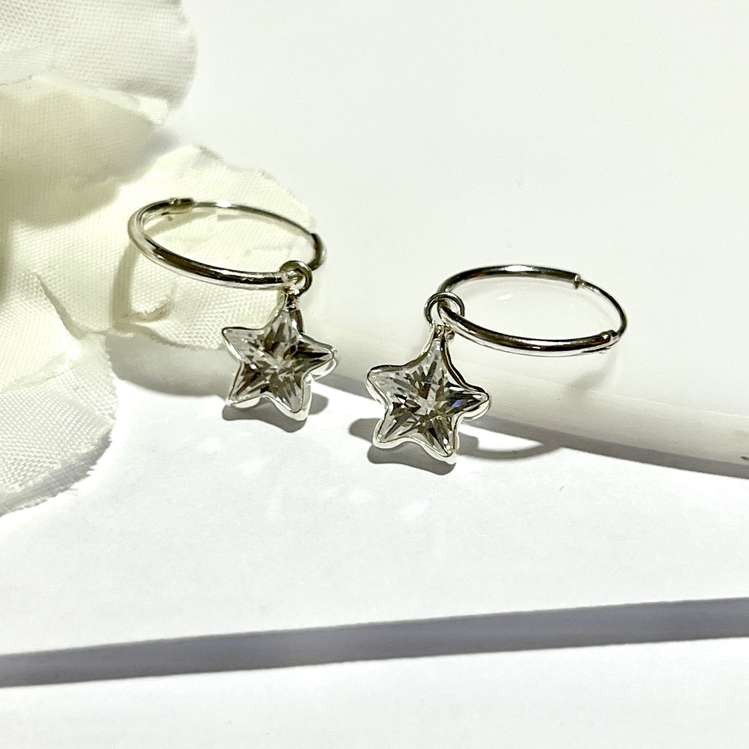 Argollas de Plata 12MM Estrellas | Costa Rica