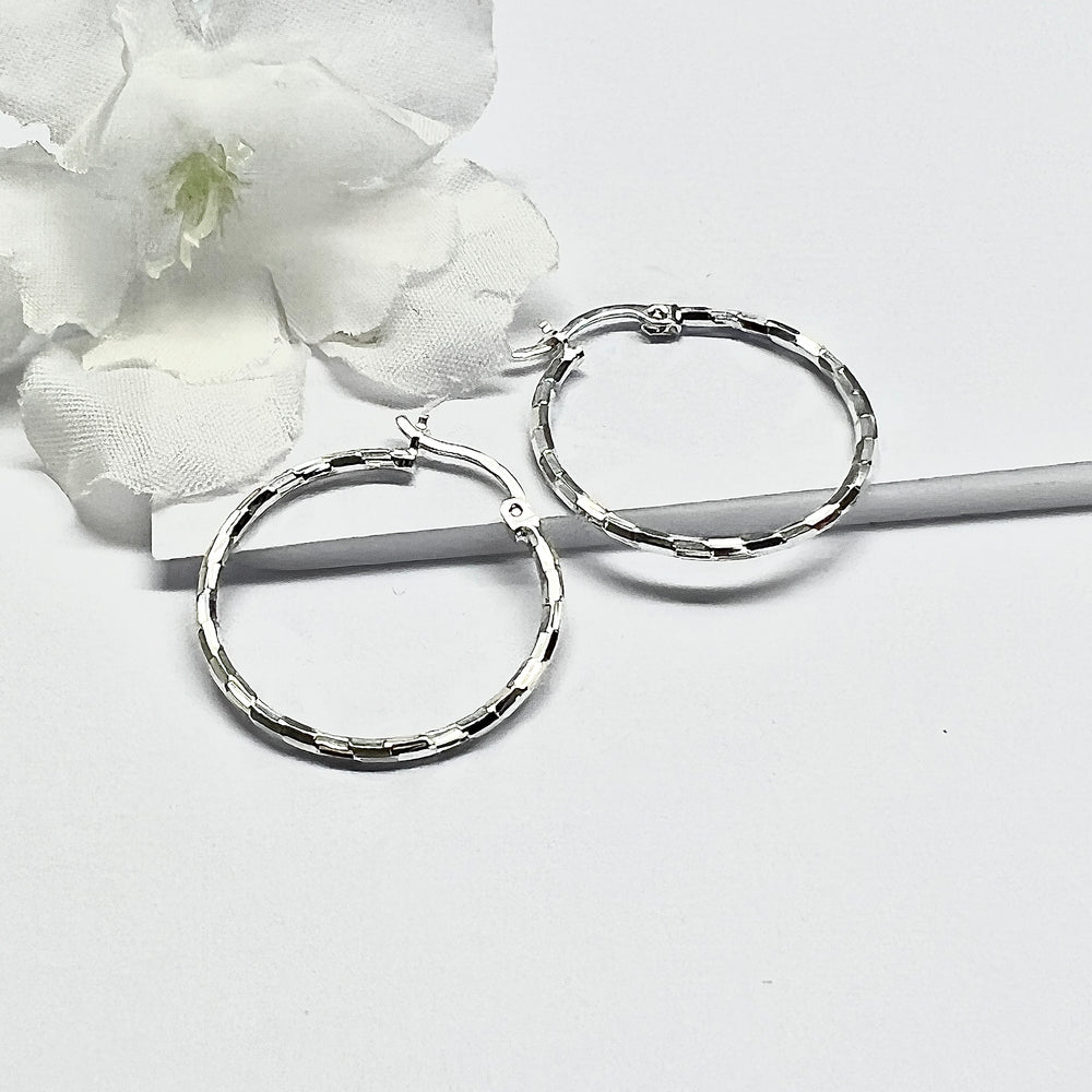 Argollas de Plata Italianas Redondas Cierre Puente 21MM | Costa Rica