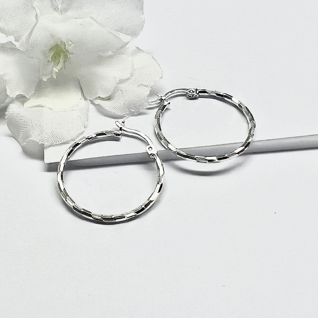 Argollas de Plata Italianas Redondas Cierre Puente 21MM | Costa Rica