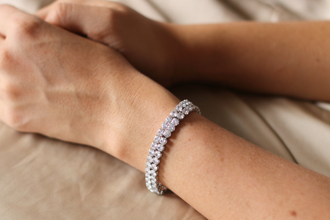 Pulsera Acero 💎💎 Tennis Doble Plateada
