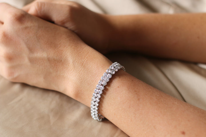 Pulsera Acero 💎💎 Tennis Doble Plateada
