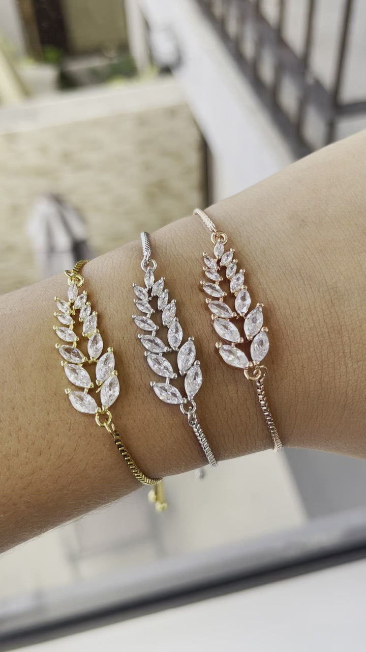 Pulsera Acero 🍃 Hojas Plateadas