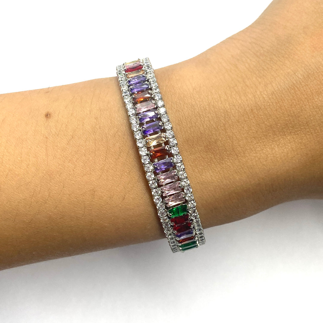 Pulsera Acero 🤍 Aro Plateado Multicolor