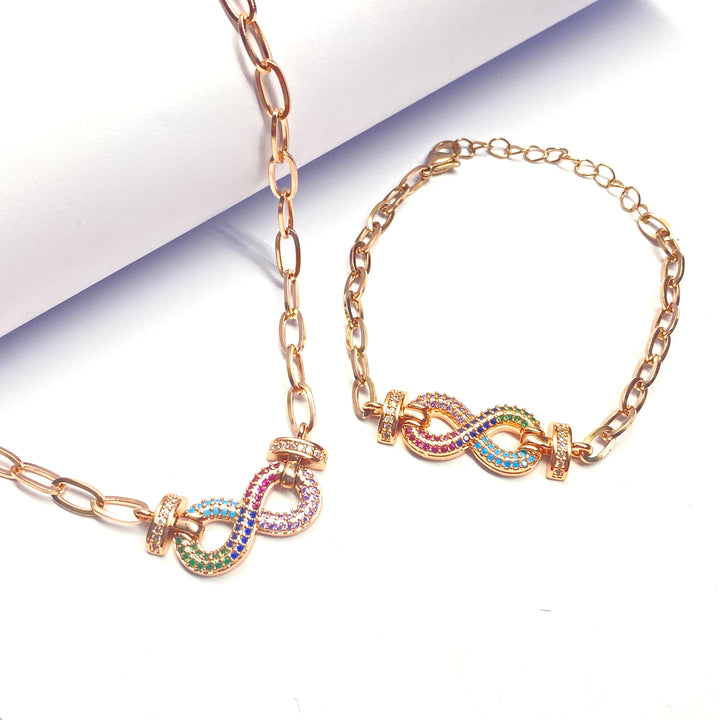 Collar y Pulsera Infinito ♾ Oro Rosa